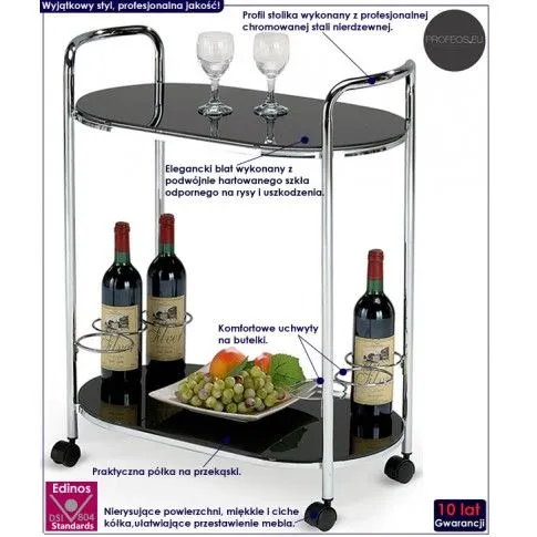 Fotografia Barowy stolik na kółkach Ervin - czarny z kategorii Ławy i stoliki