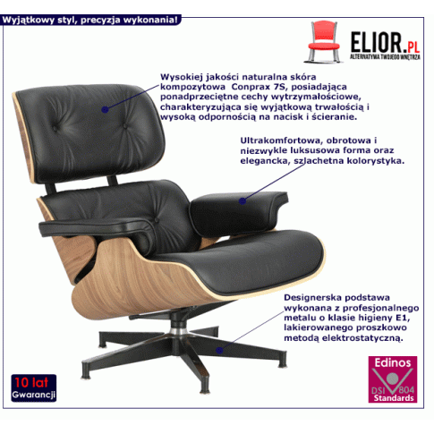 Fotel Mahis 2X czarny orzech komfortowy