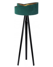 Zielono-czarna drewniana lampa stojąca trójnóg - EXX250-Volia w sklepie Edinos.pl