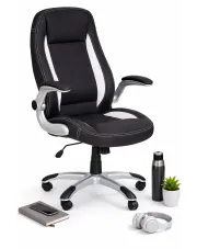 Czarny ergonomiczny fotel obrotowy tapicerowany do komputera - Madsen w sklepie Edinos.pl