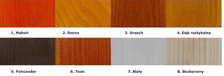 Paleta kolorów drewna ławki parkowej Calista