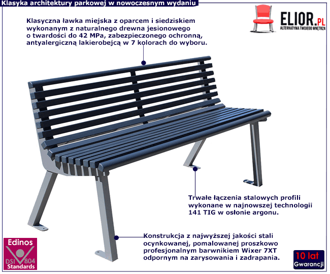 Parkowa ławka z oparciem 150 cm Arona 2X