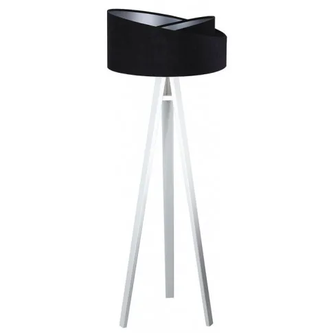 Czarno-biała lampa podłogowa EXX252-Diora z welurowym kloszem