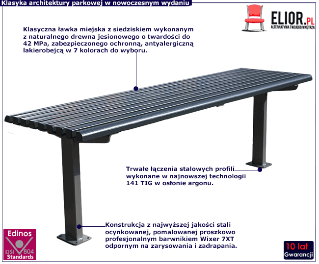 Parkowa ławka bez oparcia 150 cm Calista 3X