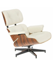 Fotel gabinetowy z podnóżkiem biały - palisander - Mahis 3X w sklepie Edinos.pl