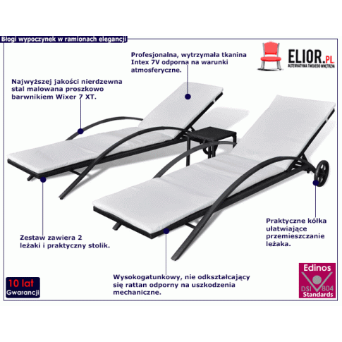 Rattanowe leżaki Tomis na kółkach