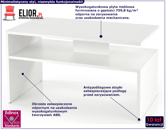 Biała ława do salonu Lenti