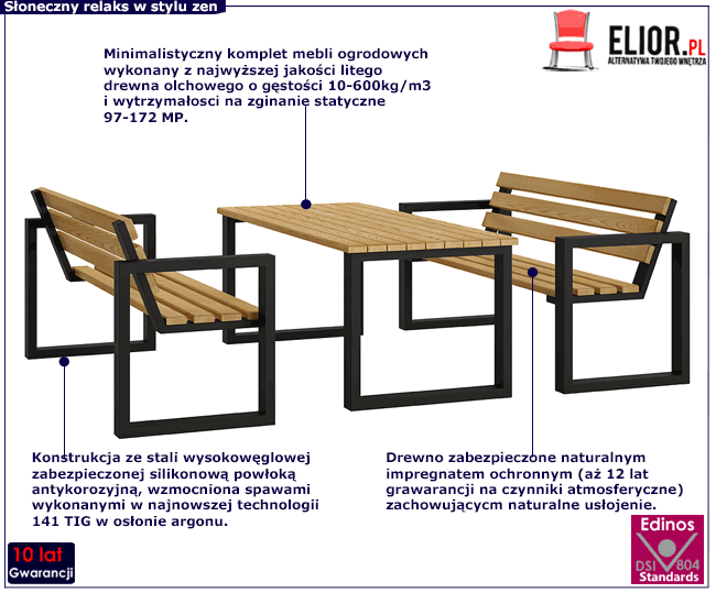 3-częsciowy komplet mebli ogrodowych Norin 4X