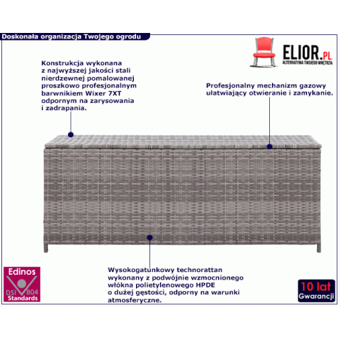 Szara duza skrzynia ogrodowa Artin 5X