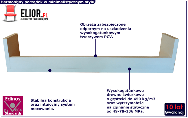 Biała drewniana półka ścienna dla dzieci na książki Camila