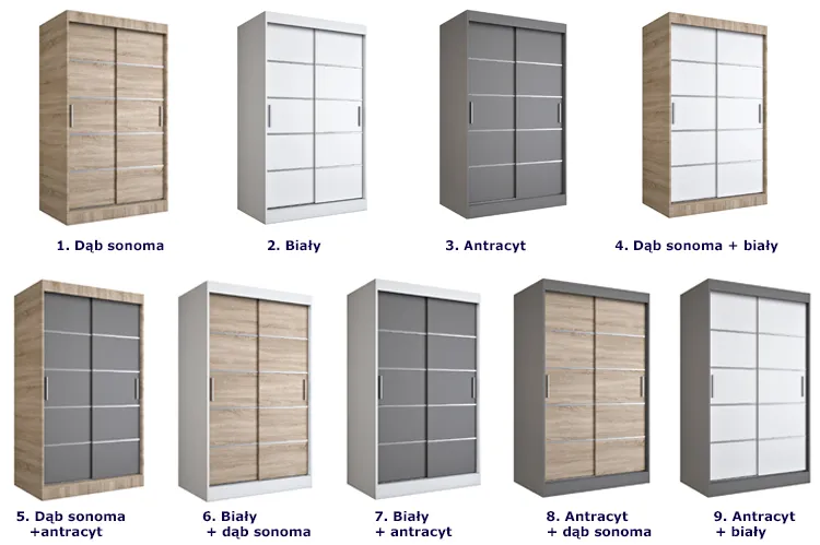 Dostępne opcje kolorystyczne szafy Bohosa 3X