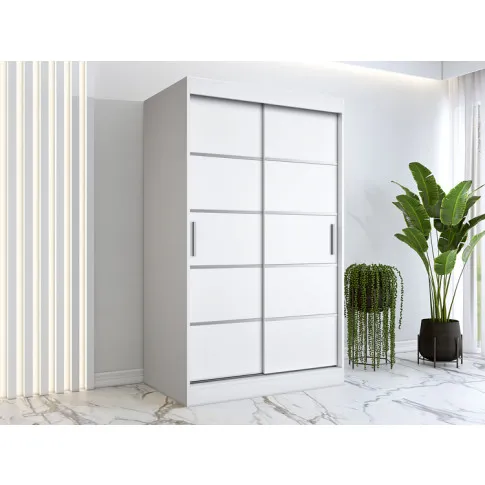 Wizualizacja aranżacji z wykorzystaniem białej szafy przesuwnej 120 Livia 3X