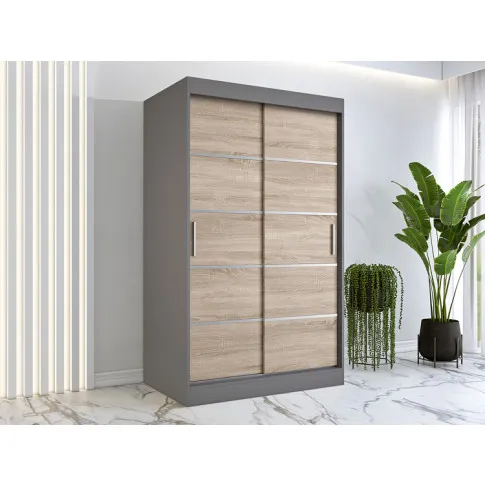 Wizualizacja aranżacji z wykorzystaniem szafy przesuwnej 120 antracyt dąb sonoma Livia 3X