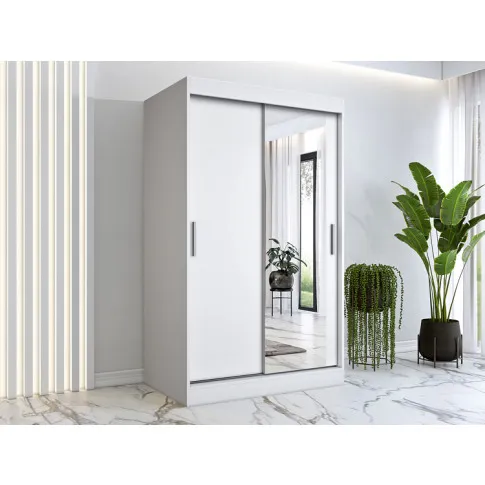 Wizualizacja aranżacji z wykorzystaniem białej szafy przesuwnej 120 Palmira 3X