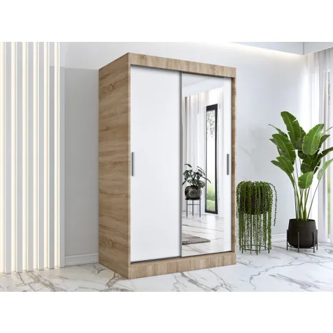 Zdjęcie szafa przesuwna dąb sonoma + biały 120 Massi 3X | Edinos.pl