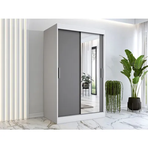 Wizualizacja aranżacji z wykorzystaniem szafy przesuwnej 120 biały antracyt Palmira 3X