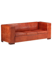 3-osobowa sofa z ciemnobrązowej skóry naturalnej - Exea 3Q w sklepie Edinos.pl