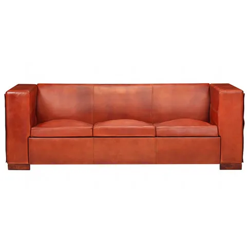 Sofa ciemnobrązowa skóra naturalna Exea 3Q 3-osobowa