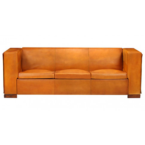 Sofa jasnobrązowa skóra naturalna Exea 3Q, 3-osobowa 