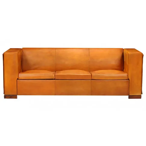 Sofa jasnobrązowa skóra naturalna Exea 3Q, 3-osobowa 