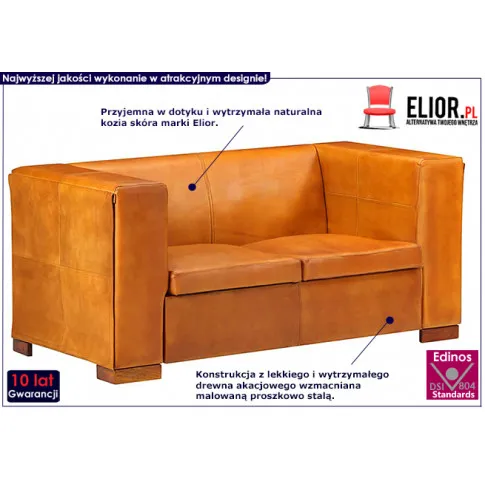 Sofa jasnobrązowa skóra naturalna Exea 2Q, 2-osobowa 