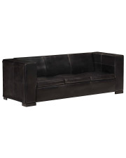 3-osobowa sofa z czarnej skóry naturalnej - Exea 3Q w sklepie Edinos.pl