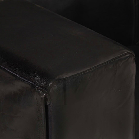 Sofa z czarnej skóry naturalnej Exea 3Q, trzyosobowa
