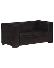 2-osobowa sofa z czarnej skóry naturalnej - Exea 2Q w sklepie Edinos.pl