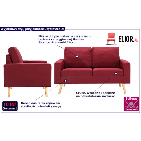 Trzyosobowy zestaw wypoczynkowy czerwony Eroa 3X 