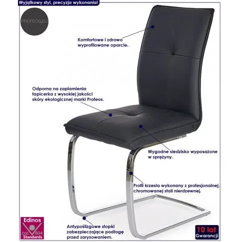 Fotografia Krzesło sprężynujące Morea - czarne z kategorii Krzesła tapicerowane