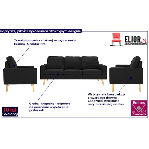 3-częściowy czarny zestaw wypoczynkowy Lavinia 3Q