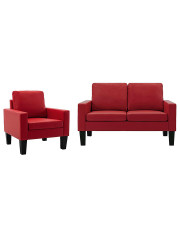 3-osobowy czerwony komplet wypoczynkowy z fotelem - Zuria 2A w sklepie Edinos.pl