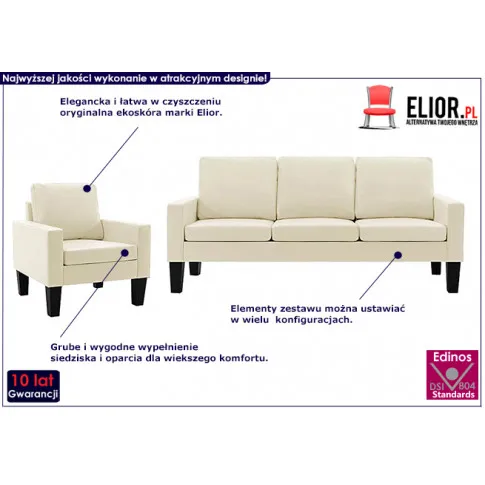 4-osobowy komplet wypoczynkowy kremowy Zuria 2B