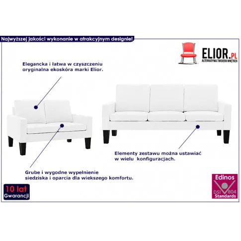 5-osobowy komplet wypoczynkowy biały Zuria 2C 