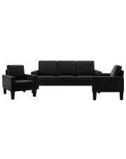 6-osobowy czarny komplet wypoczynkowy, 2 sofy plus fotel - Zuria 2D w sklepie Edinos.pl