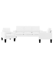 6-osobowy biały komplet wypoczynkowy, 2 sofy plus fotel - Zuria 2D