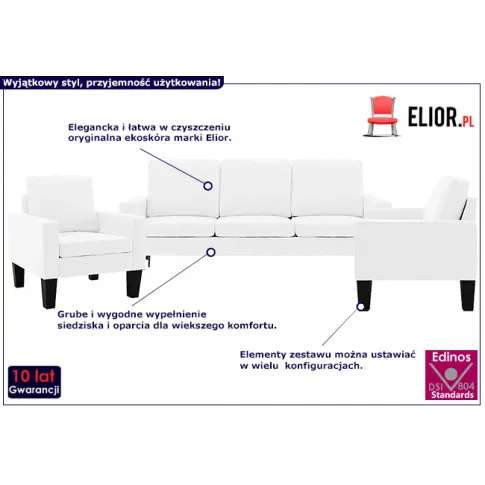 6-osobowy komplet wypoczynkowy biały Zuria 2D