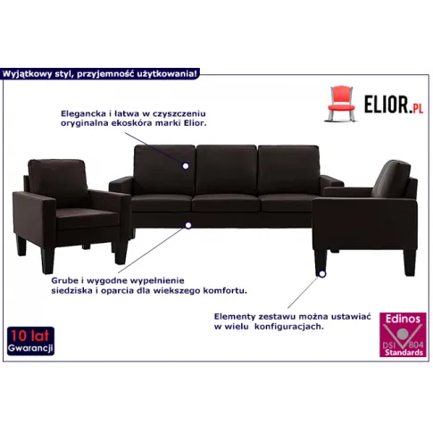 6-osobowy komplet wypoczynkowy brązowy Zuria 2D