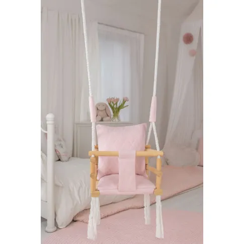 Rózowa drewniana huśtawka Megan