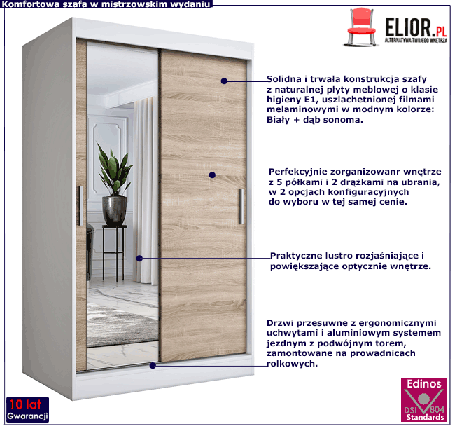 Garderoba przesuwna szafa z lustrem Seko 3X