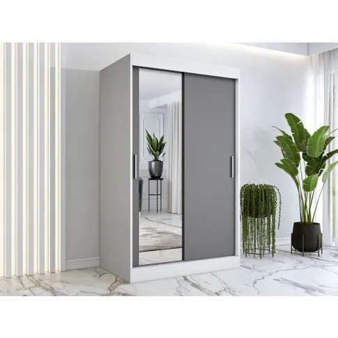 Wizualizacja aranżacji z wykorzystaniem szafy przesuwnej 120 biały antracyt Lenora 3X