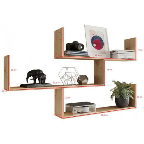 Półka dąb artisan wisząca Agima