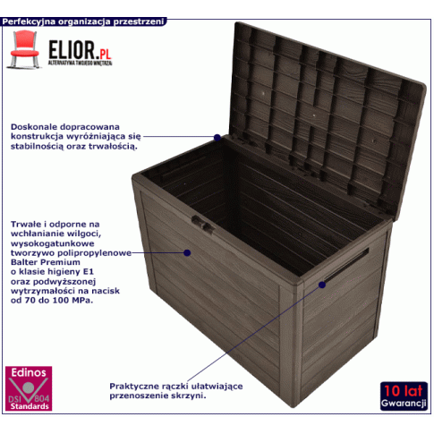 Brązowa skrzynia do ogrodu Lafis 3X