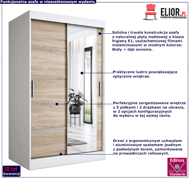 Szafa przesuwna z lustrem Marmos 3X