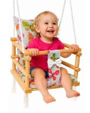 Szara huśtawka kubełkowa dla dzieci w motylki - Andria w sklepie Edinos.pl