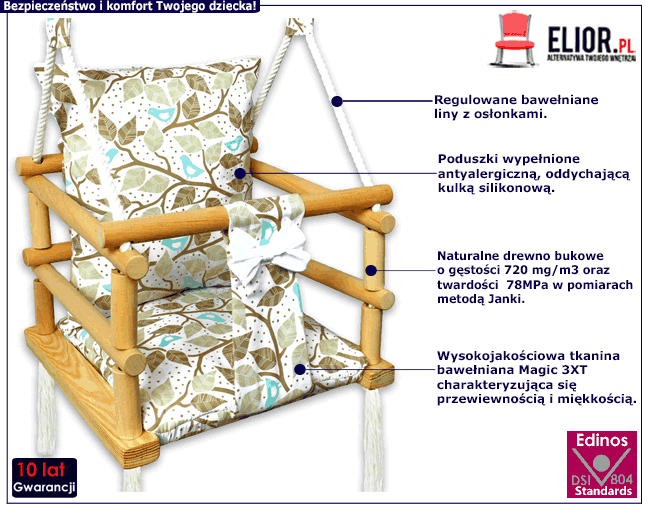 Dziecięca huśtawka 3w1 kubełkowa drewniana Garu