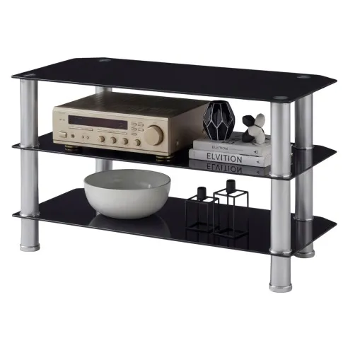 Szczegółowe zdjęcie nr 4 produktu Czarny szklany stolik pod telewizor - Murro