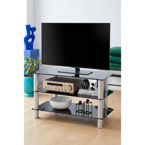 Fotografia Czarny szklany stolik pod telewizor - Murro z kategorii Szafki RTV