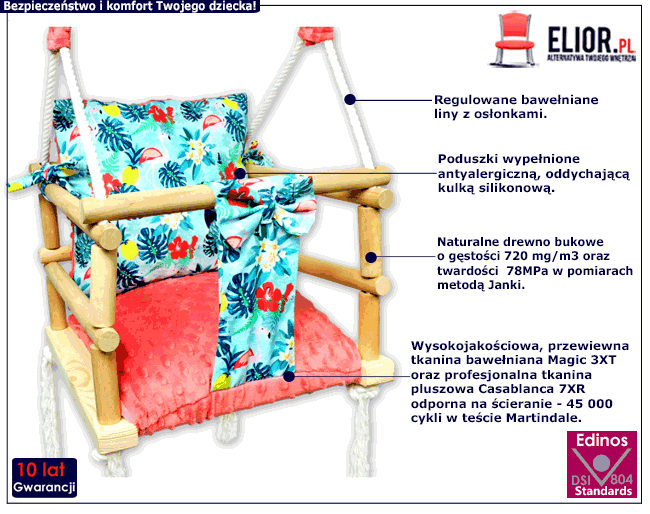 Dziecięca huśtawka 3w1 kubełkowa Raxan z drewna