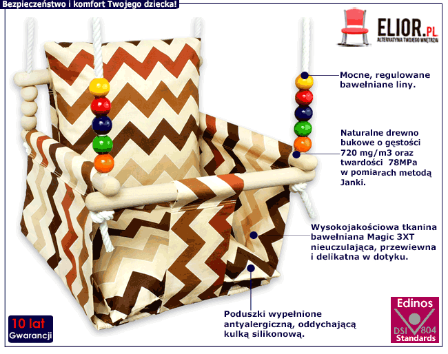 Drewniana huśtawka dziecięca kubełkowa Elian